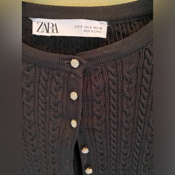 Zara womens crystal rhinestone button fitted sweater cardigan size small - Picture 2 of 9